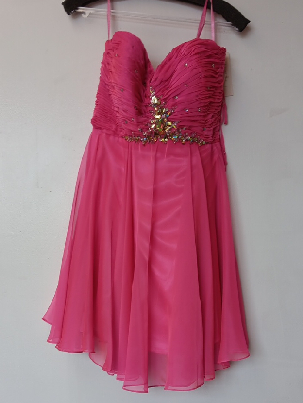 Vintage Karishma Hot Pink Ruched Chiffon Dress